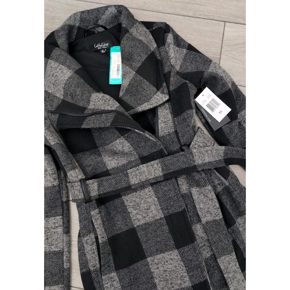 CoffeeShop New York Women's Jasmine Knit Trench Jacket Black Grey Sz XS NWT